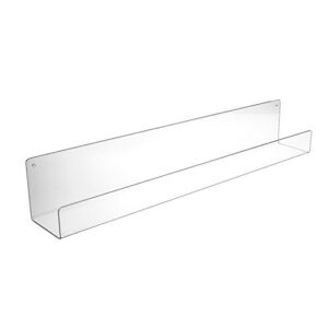 sourceone.org source one premium clear acrylic floating wall mount shelves perfect for books, magazines, displaying items. pre drilled (1, 18 inch)