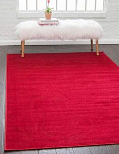 unique loom williamsburg collection casual transitional solid vibrant area rug, 5 x 8 ft, red
