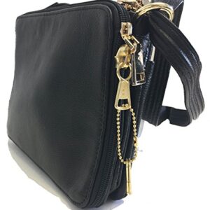 Compact Genuine Leather Concealed Carry Purse, Shoulder or Cross-Body, CCW, Black