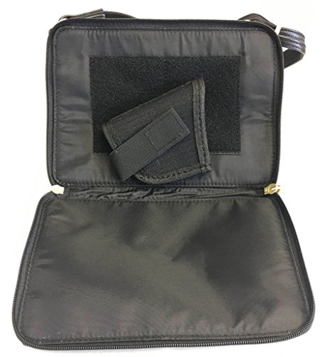 Compact Genuine Leather Concealed Carry Purse, Shoulder or Cross-Body, CCW, Black