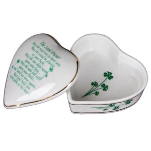 Irish Prayer White Porcelain Heart Jewelry Box