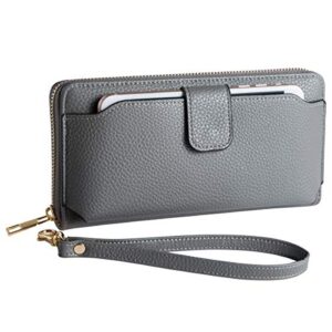women wristlet wallet with cell phone holder zip around handbag