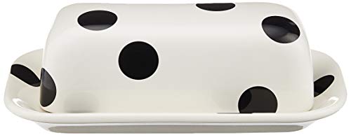 KATE SPADE Deco Dot Covered Butter Dish, 1.65 LB, White