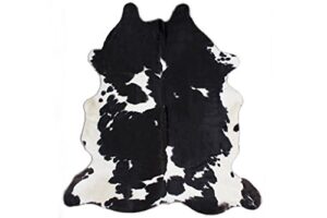 original cowhide rug genuine leather hair on hides decorative value rare giant size approx 7x8 ft (56-66 sqf) (black and white)