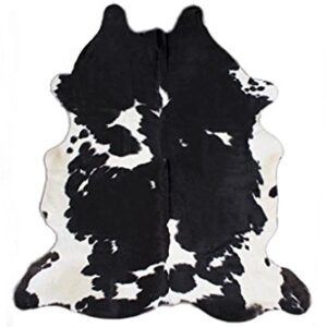 original cowhide Rug Genuine Leather Hair on Hides Decorative Value Rare Giant Size Approx 7X8 ft (56-66 sqf) (Black and White)