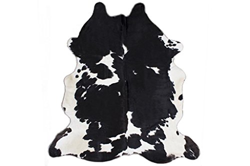 original cowhide Rug Genuine Leather Hair on Hides Decorative Value Rare Giant Size Approx 7X8 ft (56-66 sqf) (Black and White)