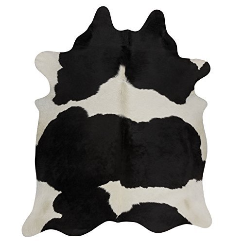 original cowhide Rug Genuine Leather Hair on Hides Decorative Value Rare Giant Size Approx 7X8 ft (56-66 sqf) (Black and White)