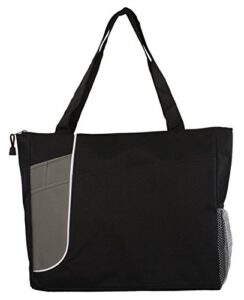 two-toned poly zippered tote bag