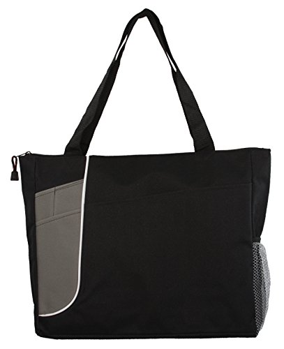 Two-Toned Poly Zippered Tote Bag