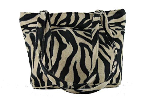 LONI Womens Leopard Faux Fur Tote/Shoulder Bag