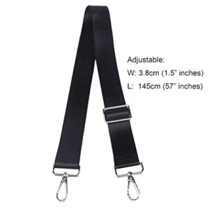 Adjustable Handbag Strap Replacement Guitar Style Canvas 57 Inches Crossbody Strap for Shoulder Bag (Black-01)