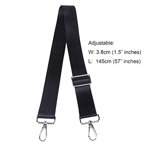 Adjustable Handbag Strap Replacement Guitar Style Canvas 57 Inches Crossbody Strap for Shoulder Bag (Black-01)