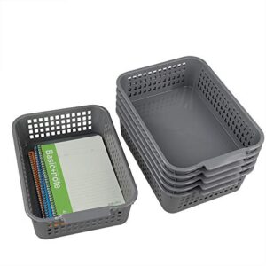 Ggbin 6 Pack Plastic Baskets Organizer, Shelf Basket(Gray)