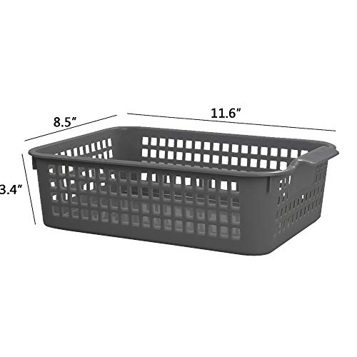 Ggbin 6 Pack Plastic Baskets Organizer, Shelf Basket(Gray)