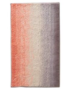 idesign ombre microfiber polyester bath mat, non-slip shower accent rug for master, guest, and kids’ bathroom, entryway, 34″ x 21″, coral, ivory, and gray