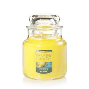 yankee candle sicilian lemon small jar candle, fruit scent