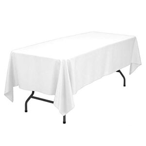 ylzyaa rectangle tablecloth – 60 x 102 inch – white rectangular table cloth for 6 foot table in washable polyester – great for buffet table, parties, holiday dinner, wedding & more
