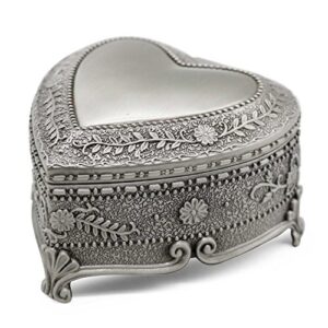 aveson classic vintage heart shape metal jewelry box ring trinket storage organizer chest christmas gift