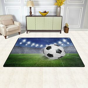 ZOEO Non Slip Area Rugs Green 3D Football Soccer Floor Mat Living Room Bedroom Carpets Doormats Home Decor 2x3