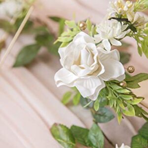 Ling's Moment Artificial Flowers White Gardenia Fake Flowers 2.7" 25 pcs w/Stem for DIY Wedding Bouquets Boutonnieres