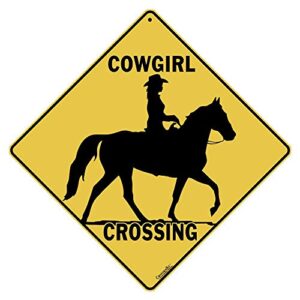 crosswalks cowgirl crossing 12″ x 12″ aluminum sign (x339)