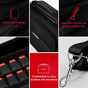 ivoler Carrying Storage Case for Nintendo Switch/For Switch OLED Model (2021),Portable Travel All Protective Hard Messenger Bag Soft Lining 18Games for Switch Console Pro Controller Accessories Black