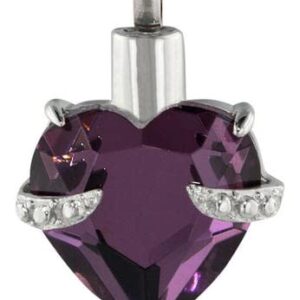Perfect Memorials Hold My Heart Amethyst Cremation Jewelry - Beautiful Pendant for Loved One/Memorial Urn Necklace for 1 Cu/in of Adult Human Ashes, Lock of Hair, & More/Keep Them Close to Your Heart