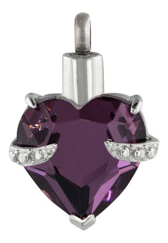 Perfect Memorials Hold My Heart Amethyst Cremation Jewelry - Beautiful Pendant for Loved One/Memorial Urn Necklace for 1 Cu/in of Adult Human Ashes, Lock of Hair, & More/Keep Them Close to Your Heart