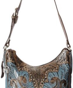 American West Annie's Secret Hobo Bag, Distressed Charcoal/Denim Blue, One Size