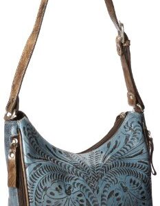 American West Annie's Secret Hobo Bag, Distressed Charcoal/Denim Blue, One Size