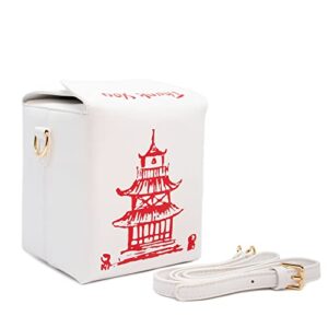 bewaltz fun shape purse handbag, statement chinese takeout box to-go dine out red white
