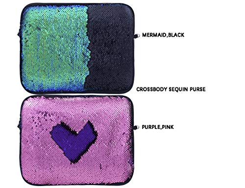 Set of 4 Sequin Clutch for Women Mermaid Flip Purse for Girls Neoprene Crossbody Purse with Detachable Strap Clutch Purses - FUNLAVIE