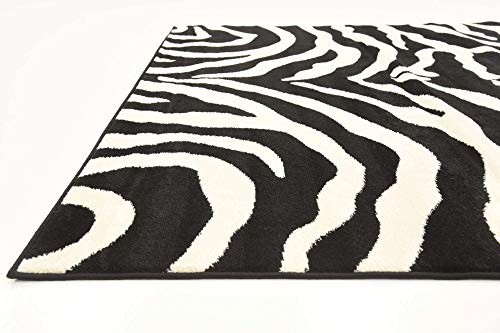 Unique Loom Wildlife Collection Animal Inspired with Zebra Design Area Rug, 6 x 9 ft, Black/Ivory