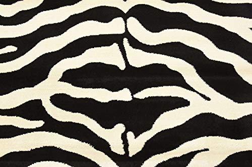 Unique Loom Wildlife Collection Animal Inspired with Zebra Design Area Rug, 6 x 9 ft, Black/Ivory