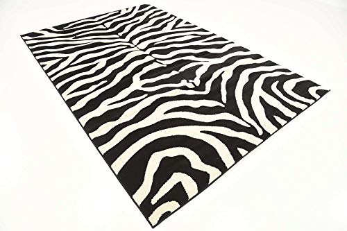 Unique Loom Wildlife Collection Animal Inspired with Zebra Design Area Rug, 6 x 9 ft, Black/Ivory