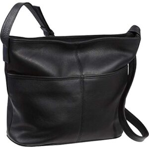 le donne leather two slip pocket shoulder bag (black)
