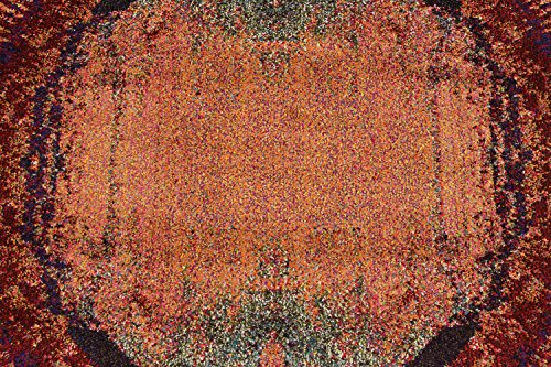 Unique Loom Estrella Collection Rustic, Distressed, Modern, Abstract Area Rug, 6 ft, Orange/Black