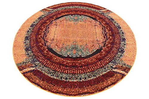 Unique Loom Estrella Collection Rustic, Distressed, Modern, Abstract Area Rug, 6 ft, Orange/Black