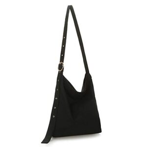 canvas crossbody bag casual handbags work travel bag hobo bag shoulder tote purse shopping bag for women girls（black）