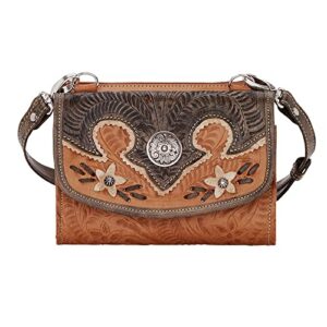 American West Women's Aw Desert Wildflower Tri-Fold Wallet Brown One Size