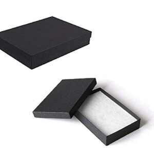 10 Pack Cotton Filled Matte Black Color Jewelry Gift and Retail Boxes 5.25 X 3.75 X 1 Inch Size by R J Displays