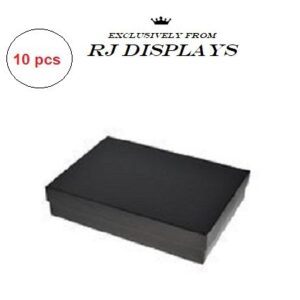 10 Pack Cotton Filled Matte Black Color Jewelry Gift and Retail Boxes 5.25 X 3.75 X 1 Inch Size by R J Displays