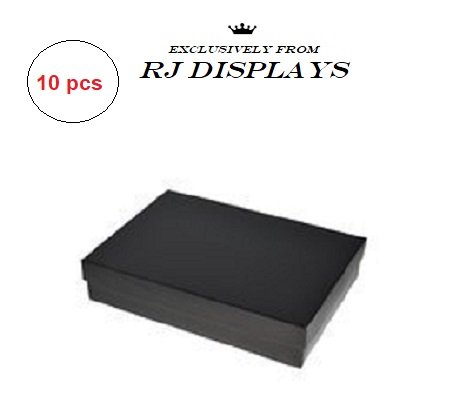 10 Pack Cotton Filled Matte Black Color Jewelry Gift and Retail Boxes 5.25 X 3.75 X 1 Inch Size by R J Displays