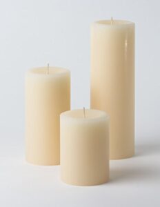 mister candle – dripless 3″ inch diameter assorted wedding & home decoration pillar candles – premium wax set (ivory)