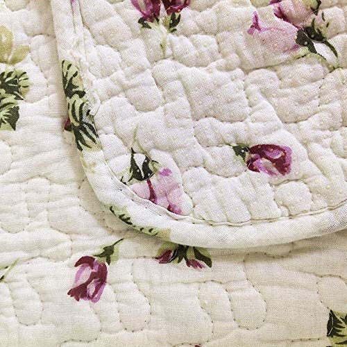 USTIDE Rustic Rose Flowers Area Carpet,Home Decor Cotton Pink Roses Pattern Bedroom Floor Rugs,Unique Quilted Washable Bathroom Rug 2x4 (Pink)