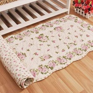 USTIDE Rustic Rose Flowers Area Carpet,Home Decor Cotton Pink Roses Pattern Bedroom Floor Rugs,Unique Quilted Washable Bathroom Rug 2x4 (Pink)