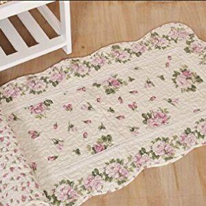 USTIDE Rustic Rose Flowers Area Carpet,Home Decor Cotton Pink Roses Pattern Bedroom Floor Rugs,Unique Quilted Washable Bathroom Rug 2x4 (Pink)