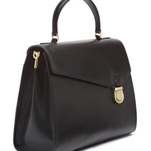 Calvin Klein Iris Hermine Leather Top Handle Satchel, Black/Gold