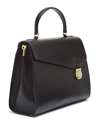 Calvin Klein Iris Hermine Leather Top Handle Satchel, Black/Gold