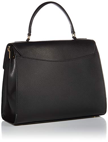 Calvin Klein Iris Hermine Leather Top Handle Satchel, Black/Gold